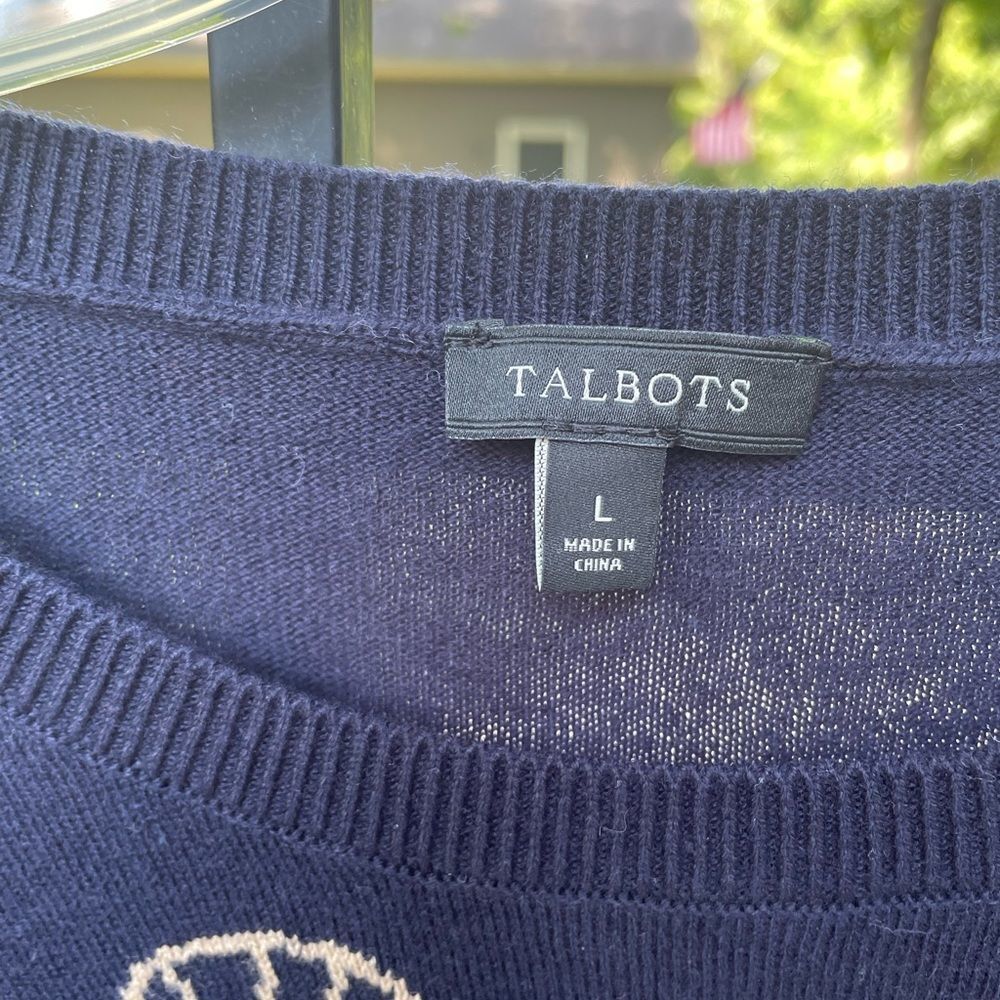 TALBOTS Down by the Sea  Nautical crewneck  sweater in navy - Picture 4 of 5